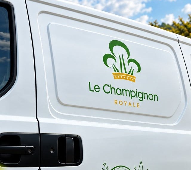 A Le Champignon Royale delivery van
